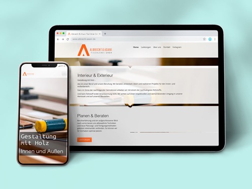 Ein Laptop, auf dem die Website albrecht-asani.de geöffnet ist
