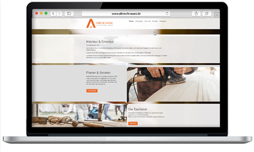 Ein Laptop, auf dem die Website albrecht-asani.de geöffnet ist